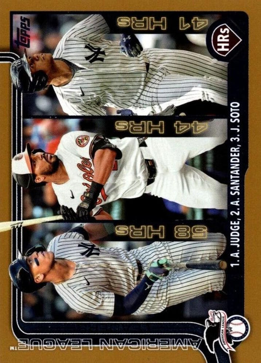 2025 Topps - Gold #79 American League Leaders HR Aaron Judge - Anthony Santander - Juan Soto