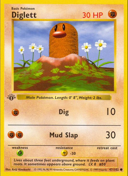 # 47/102 Diglett - Original Base - 1st Edition Shadowless Pokemon TCG Card