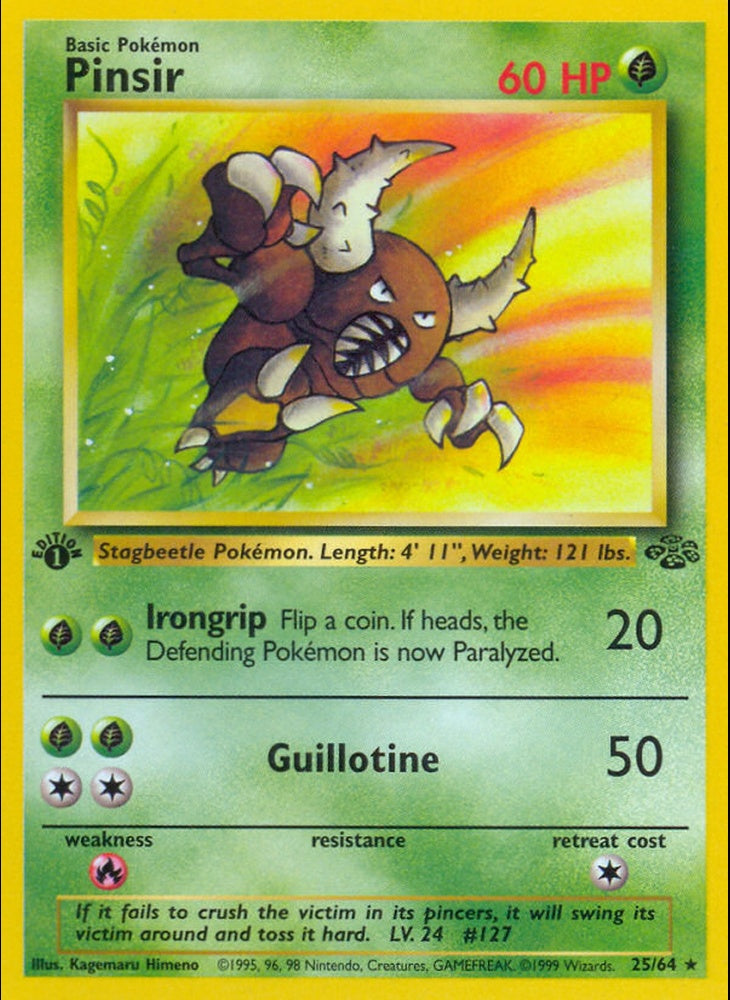 # 25/64 Pinsir - Original Jungle - Rare Pokemon TCG Card