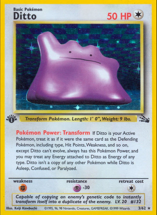 # 3/62 Ditto - Unlimited Fossil Set - Holo Rare Pokemon TCG Card