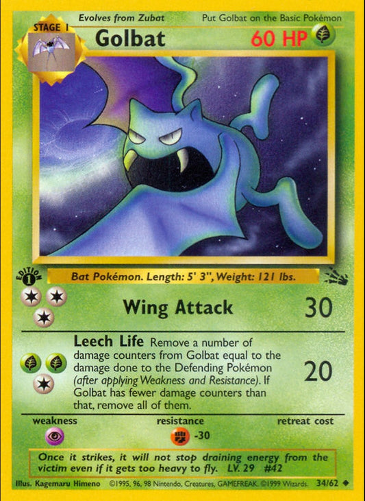 # 34/62 Golbat - Unlimited Fossil Set - Uncommon Pokemon TCG Card