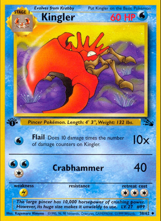 # 38/62 Kingler - Unlimited Fossil Set - Uncommon Pokemon TCG Card