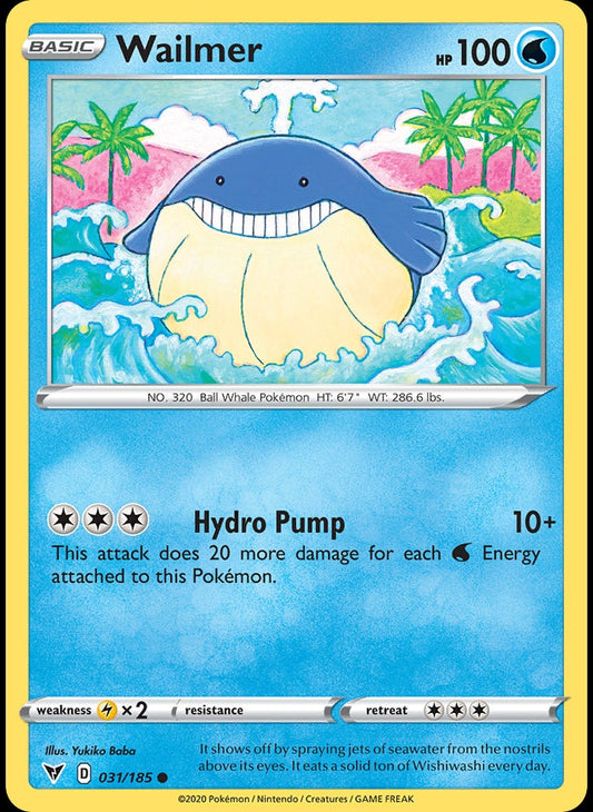 # 31/185 Wailmer - SWSH Vivid Voltage - REVERSE HOLO Pokemon TCG Card